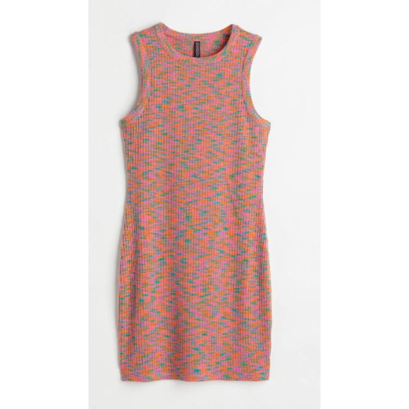 H&M Dresses & Skirts - H&M Divided Pink Orange Green Ribbed Knit Tank Dress Size Large